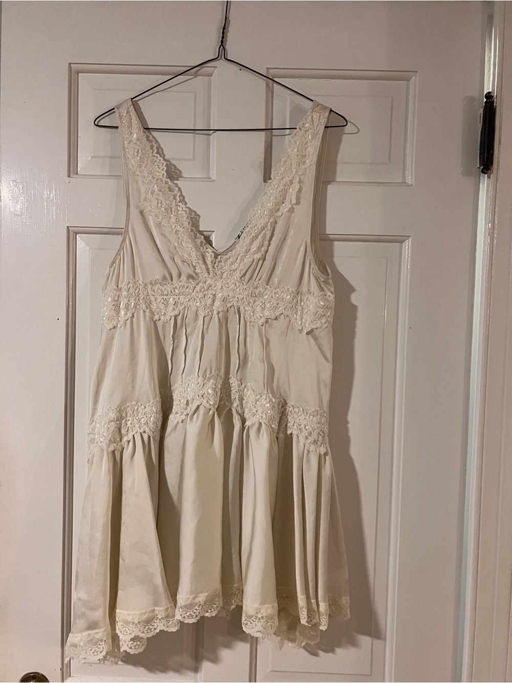 Free People Ivory Lace-Trim Slip Dress